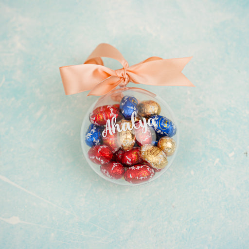 Personalised Bauble with Assorted Lindt Lindor Mini Eggs inside
