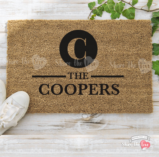 Initials with Family Name Doormat
