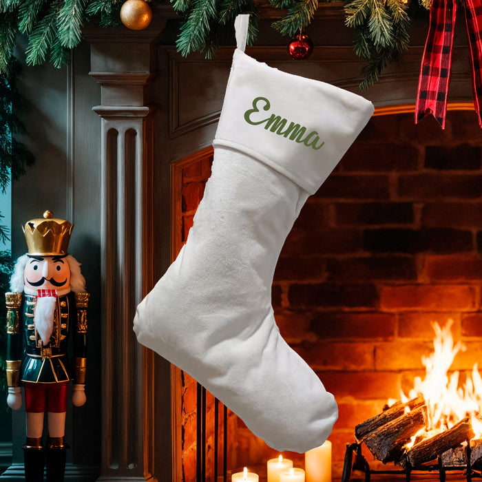 Personalised Christmas Stockings, Velvet White