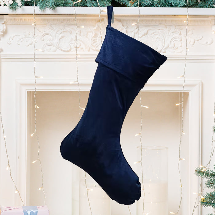 Personalised Christmas Stocking, Blue Velvet