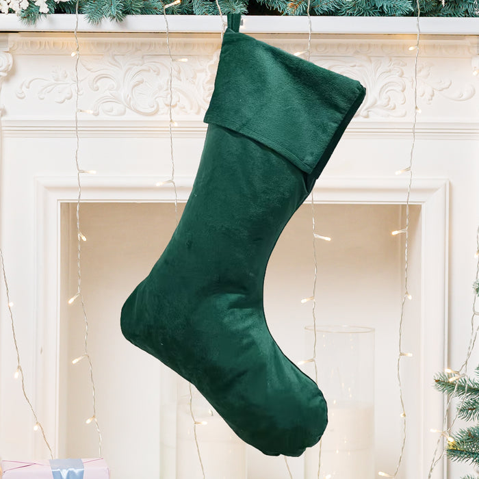 Personalised Christmas Stocking, Green Velvet