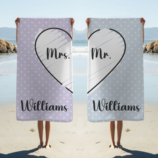 Personalised Valentine's Towel - Half Heart Art 2