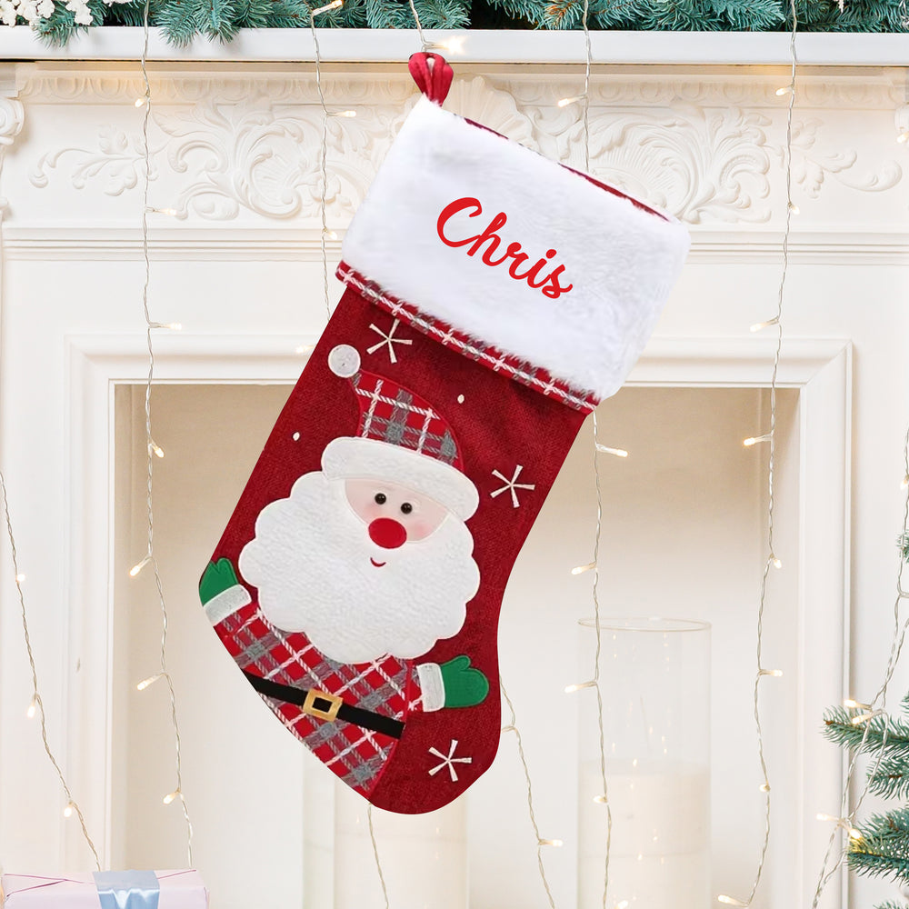 Personalised Classic Christmas Stocking with Santa, Red