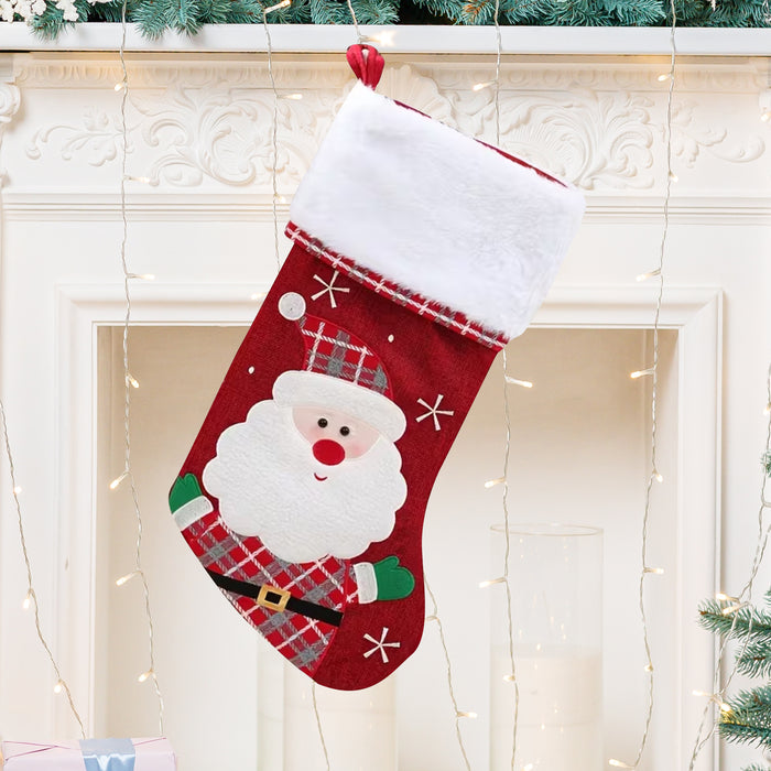Personalised Classic Christmas Stocking with Santa, Red