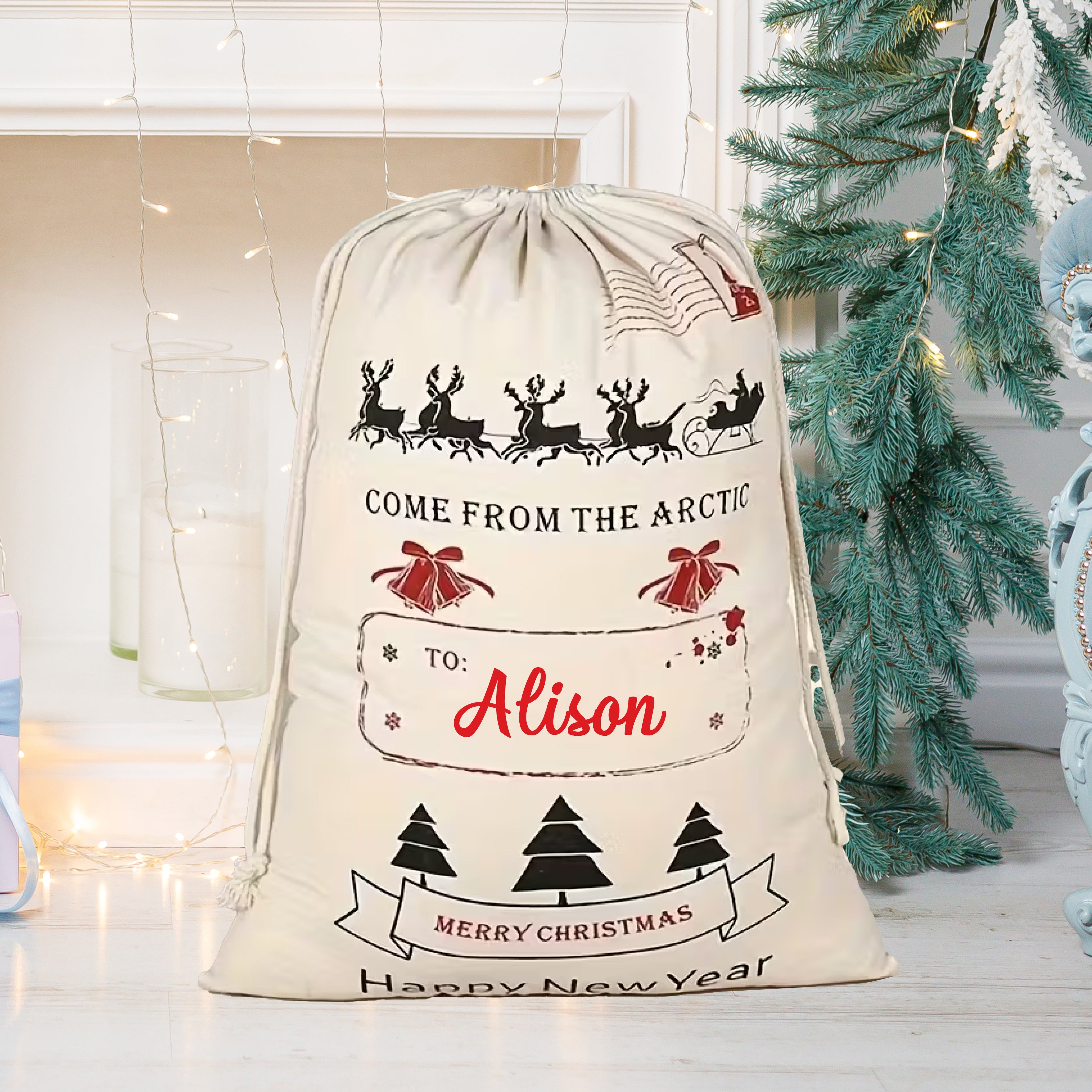 Personalised Christmas Santa Sack, Canvas