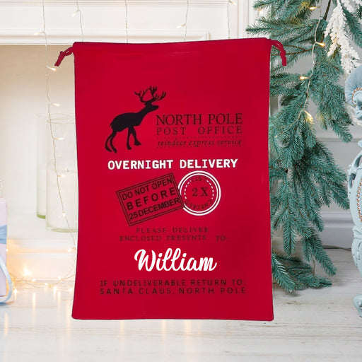 Personalised Christmas Santa Sack, Canvas Red