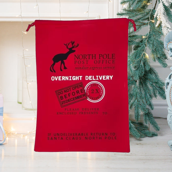 Personalised Christmas Santa Sack, Canvas Red