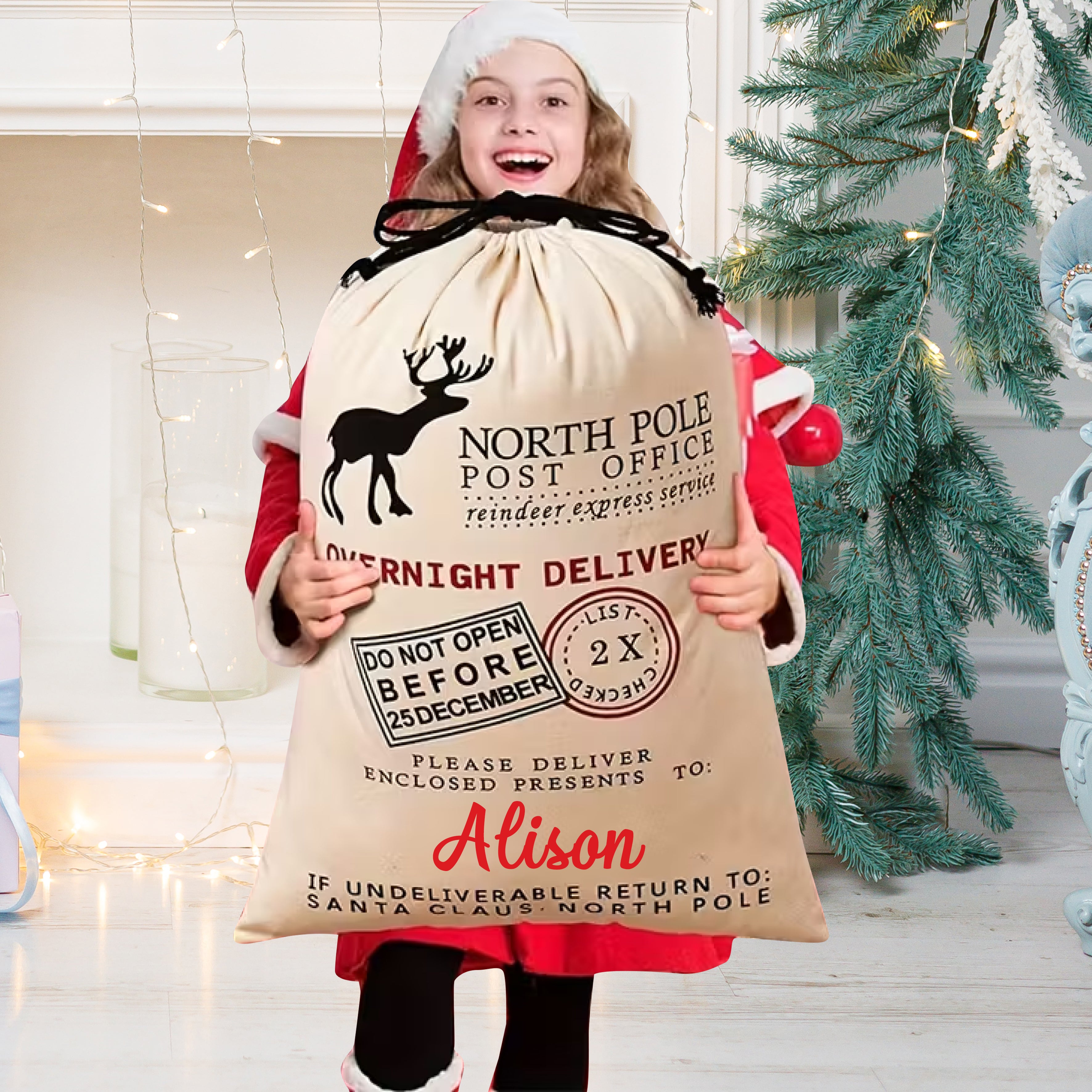 Personalised Christmas Santa Sack, Canvas