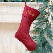 Personalised Christmas Stocking, Red Velvet