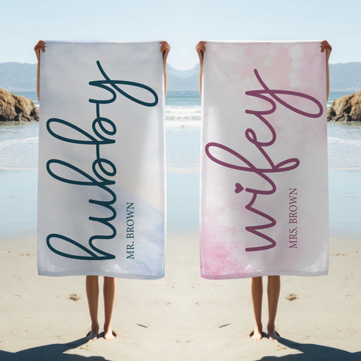 Personalised Valentine's Towel - Hubby Wifey