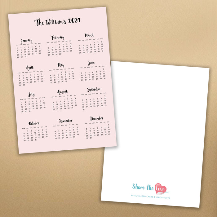 Personalised Wall Calendar 05 (A4 or A3)