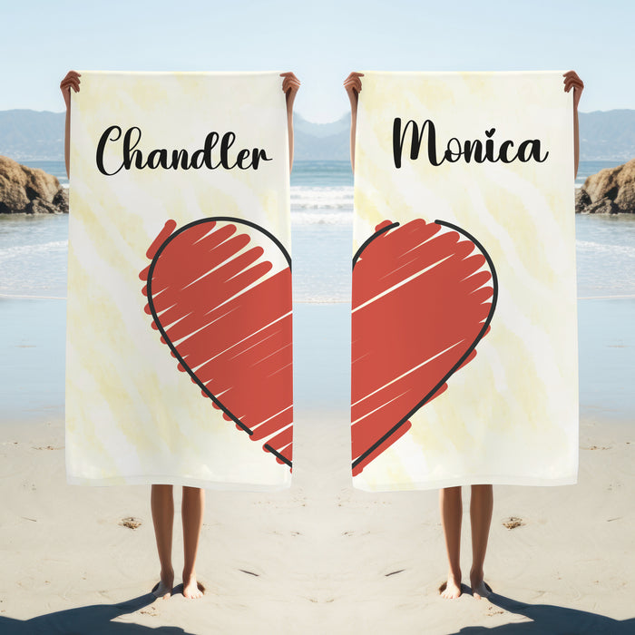 Personalised Valentine's Towel - Half Heart Art