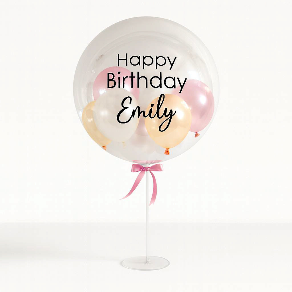 Peachy Pastel Delight Personalised Balloon On Stand