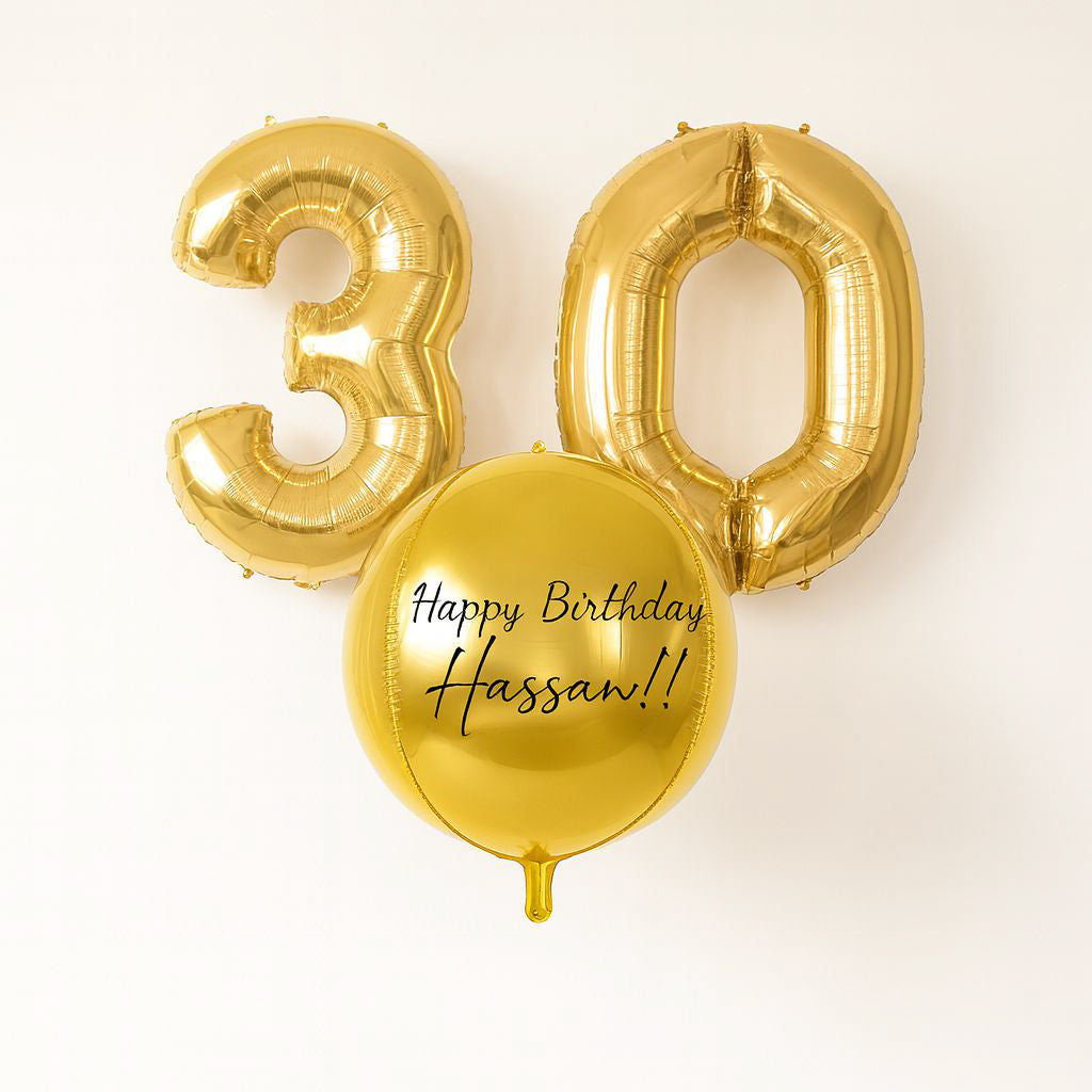 Orbs And Number Balloon Combo - Personalised Balloon