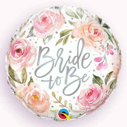 18" ROUND FOIL BRIDE TO BE WATERCOLOR ROSES