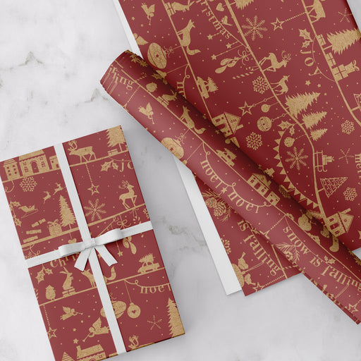 Christmas Town Wrapping - Red