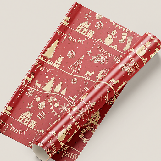 Christmas Town Wrapping - Red
