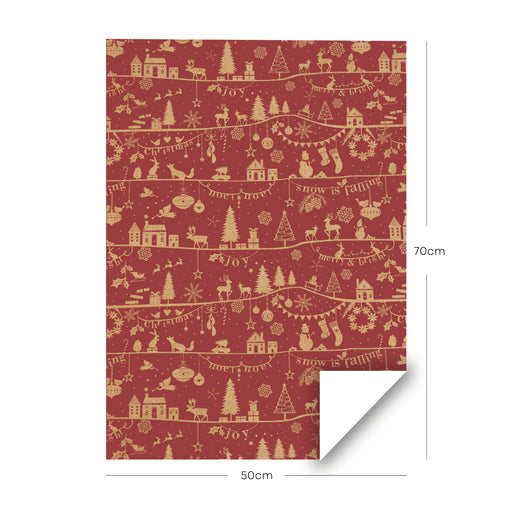 Christmas Town Wrapping - Red