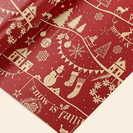 Christmas Town Wrapping - Red