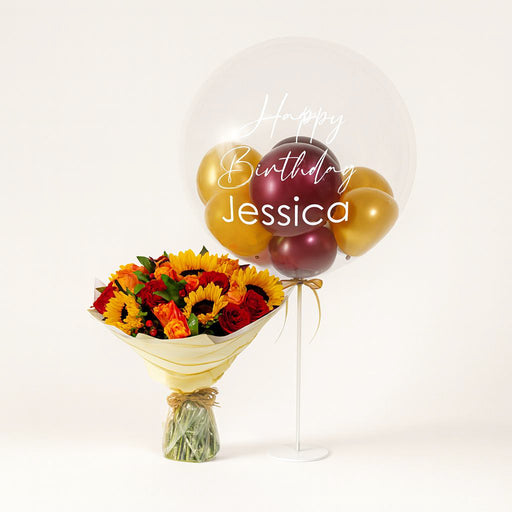 Sunset Radiance Bouquet With Personalised Balloon