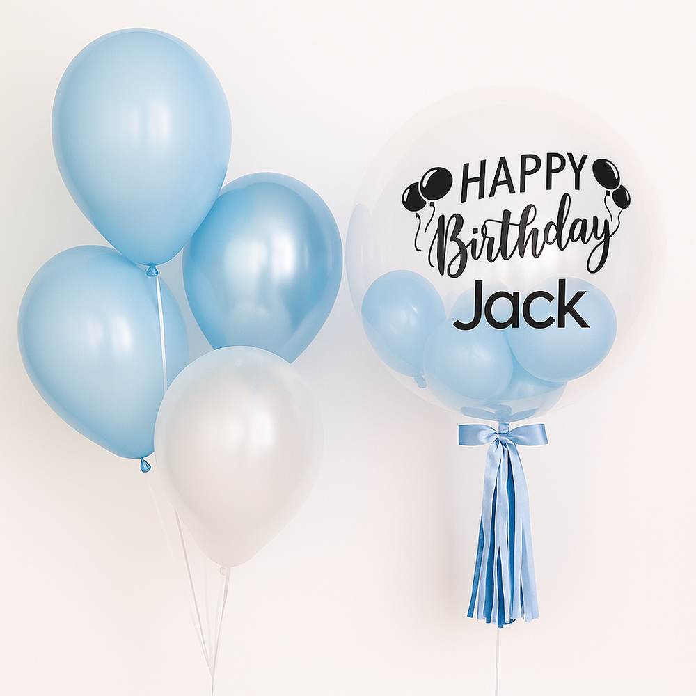 Lavish Blue Bubble -  Personalized Balloon Bouquet