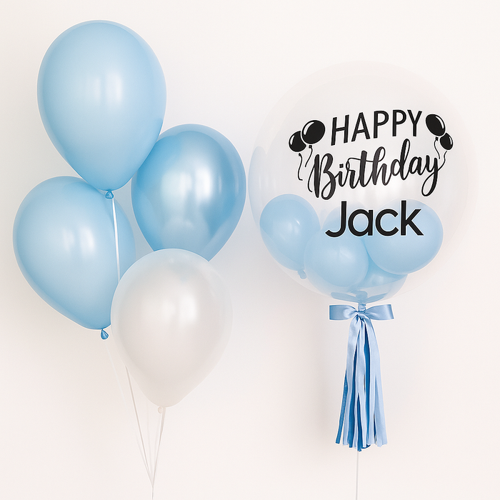 Lavish Blue Bubble -  Personalized Balloon Bouquet