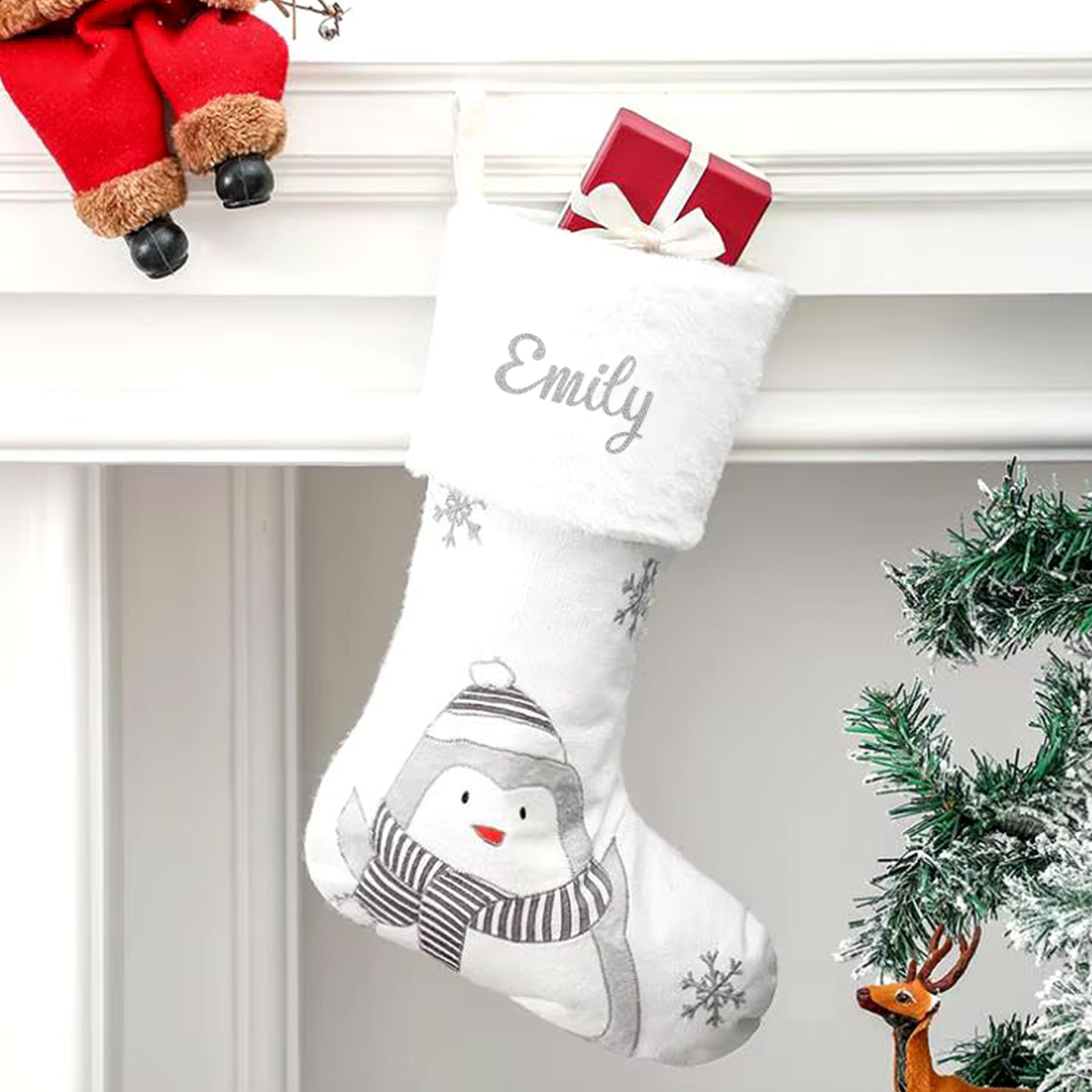 Personalised Christmas Stocking Penguin - Large