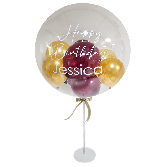 Burgundy Bliss Personalised Balloon On Stand