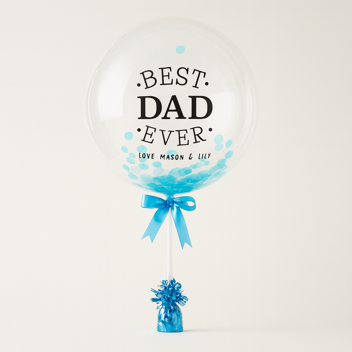 Father's day Personalised Bubble Balloon with Confetti on a Stick