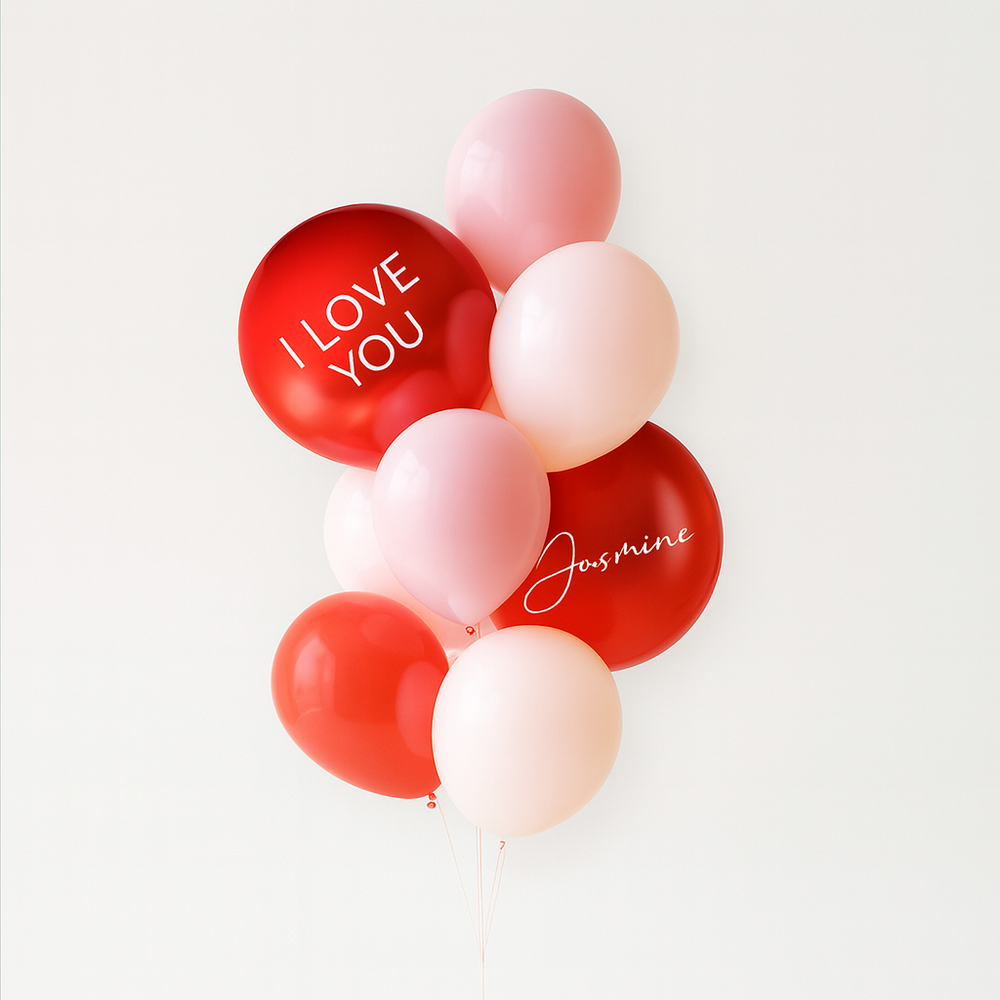Deep Red Orbs  - Personalised Balloon Bouquet