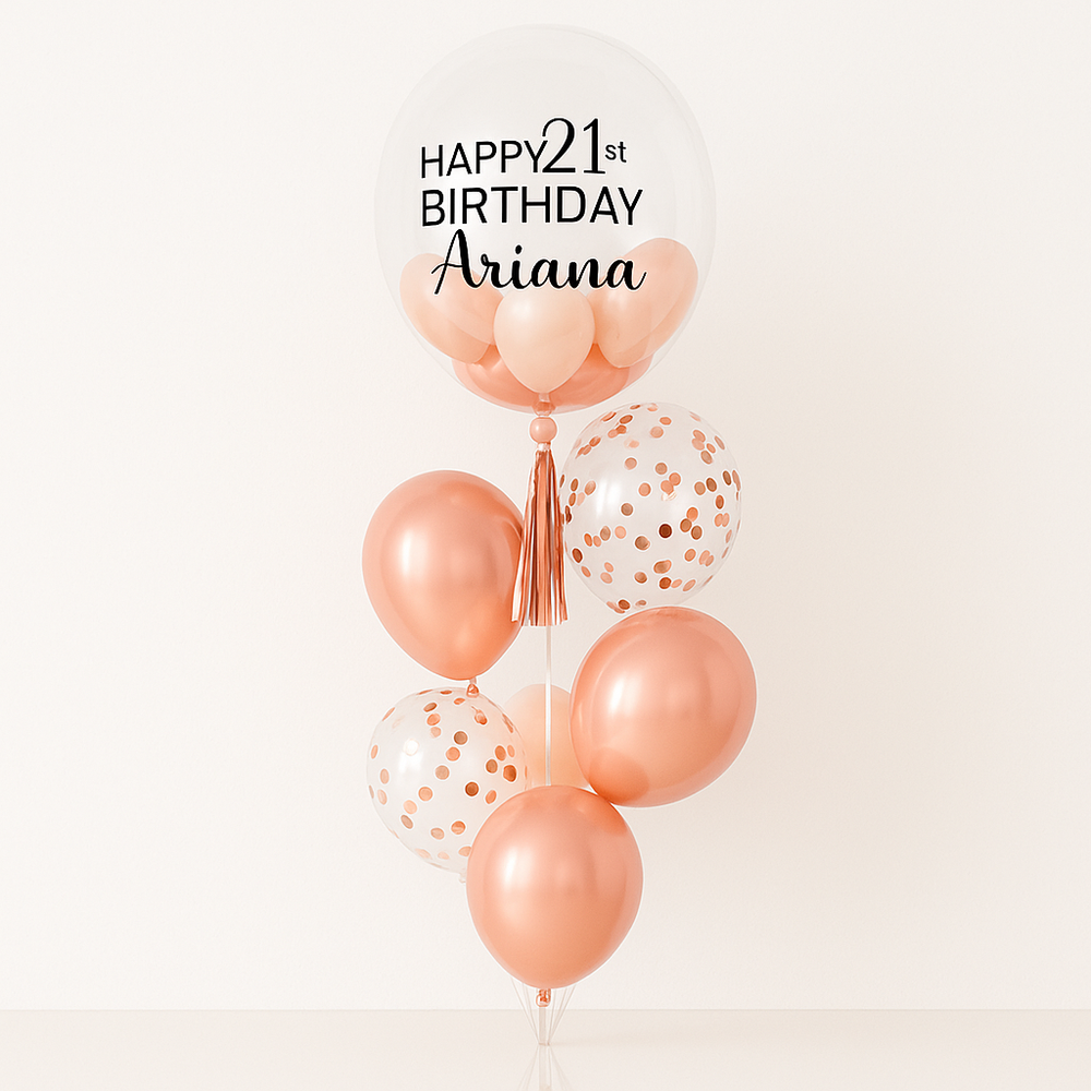 Rose Gold Bubble - Personalised Balloon Bouquet