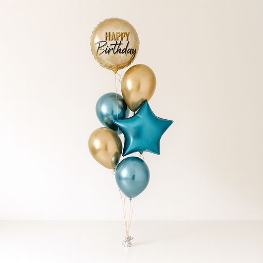 Six Balloon Bouquet-Two Foil & Four Latex Helium Balloons Choose any colour of your choice for all occasions