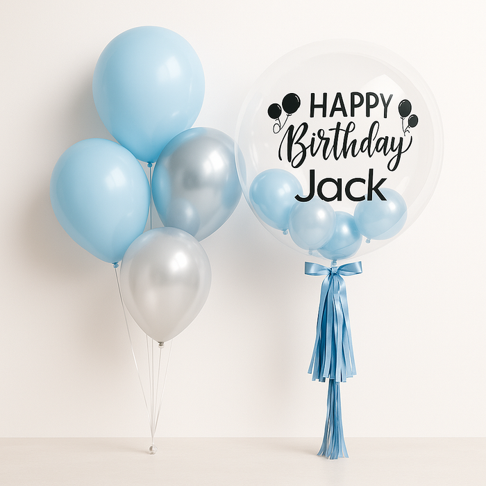 Lavish Blue Bubble -  Personalized Balloon Bouquet