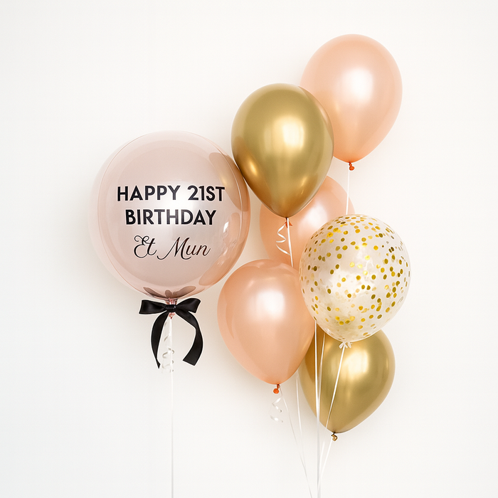 Glamorous Gold Orbs - Personalized Balloon Bouquet