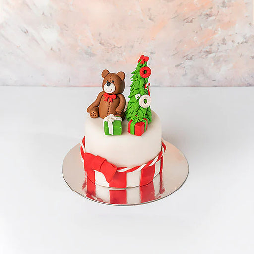 Chocolate Teddy and Tree Christmas Cake