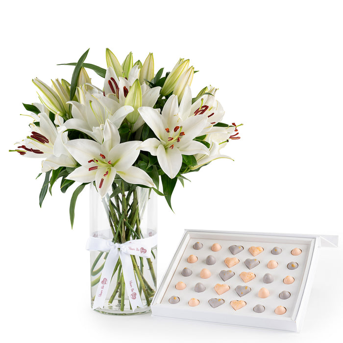 Oriental Lilies & Valentine's Chocolates