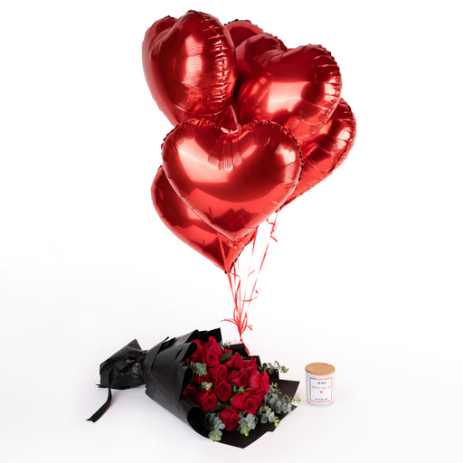 Love's Euphoria: Roses, Balloons & Candle Ensemble