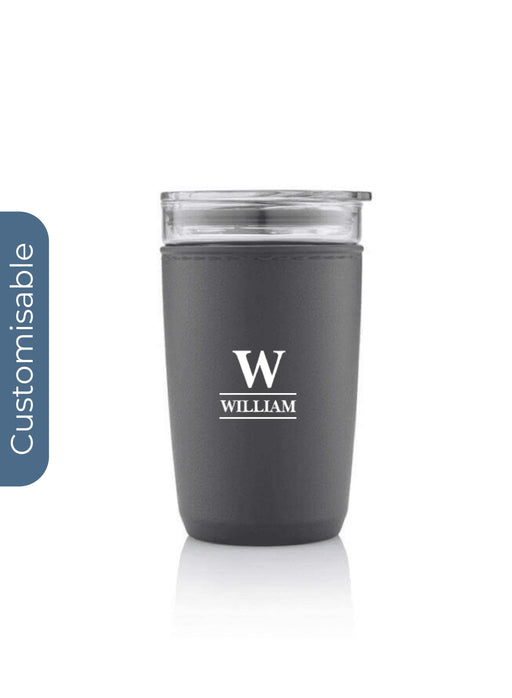 Personalised Premium Glass Tumbler with Recycled Protective Sleeve - Black