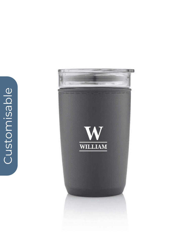 Personalised Premium Glass Tumbler with Recycled Protective Sleeve - Black