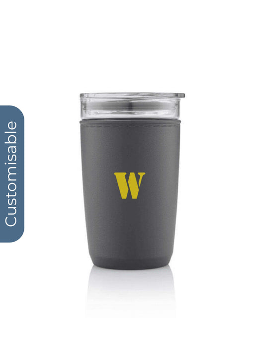 Personalised Premium Glass Tumbler with Recycled Protective Sleeve - Black