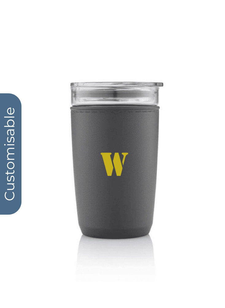 Personalised Premium Glass Tumbler with Recycled Protective Sleeve - Black