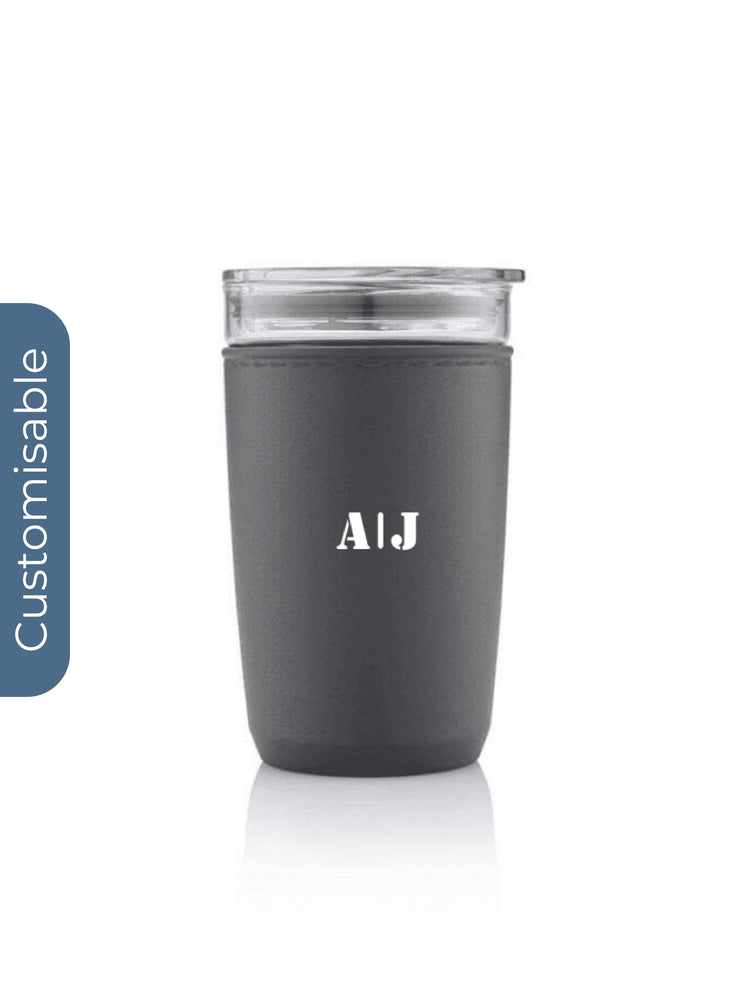 Personalised Premium Glass Tumbler with Recycled Protective Sleeve - Black