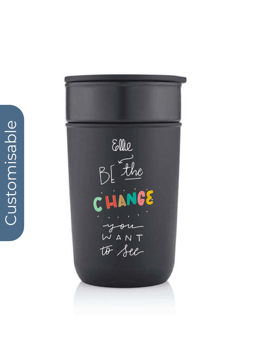 Personalised Premium Ceramic Tumbler With Recycled Protective Sleeve - Black