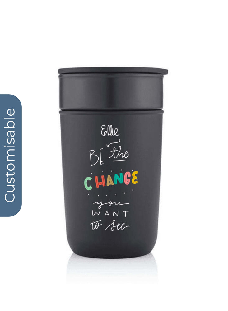 Personalised Premium Ceramic Tumbler With Recycled Protective Sleeve - Black