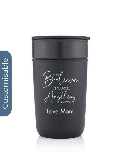 Personalised Premium Ceramic Tumbler With Recycled Protective Sleeve - Black