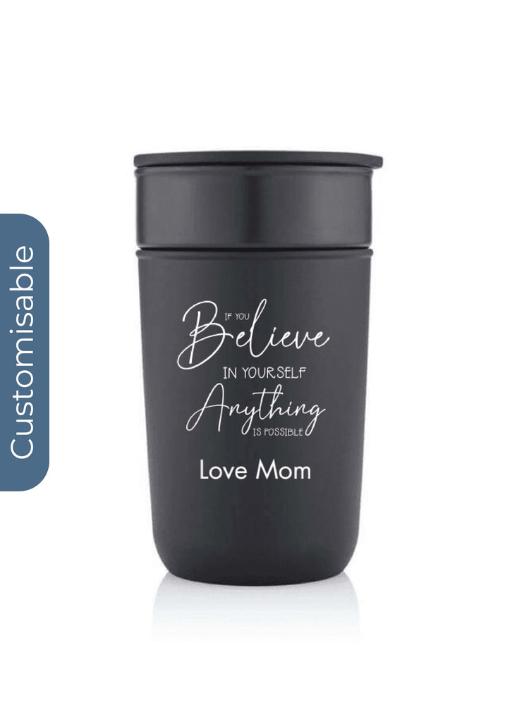 Personalised Premium Ceramic Tumbler With Recycled Protective Sleeve - Black