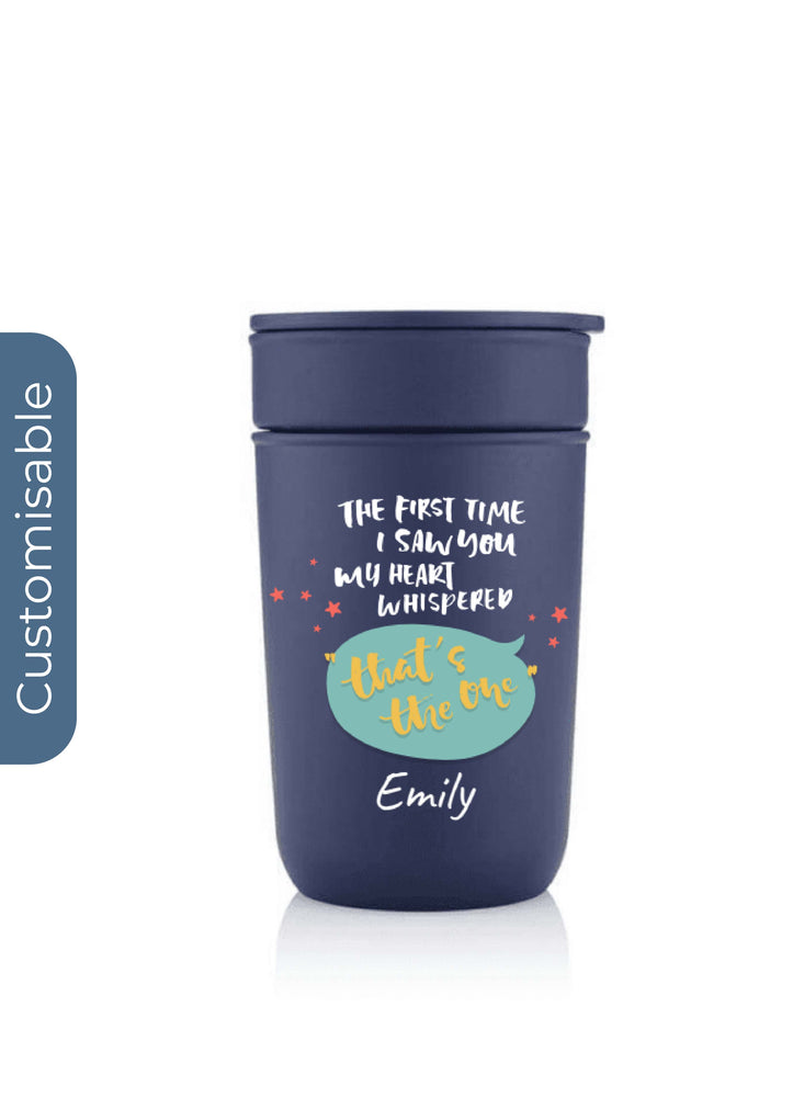 Personalised Premium Ceramic Tumbler With Recycled Protective Sleeve - Blue