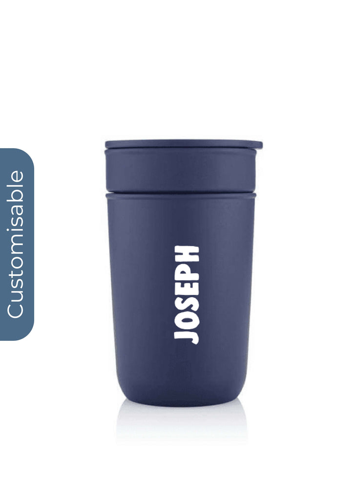 Personalised Premium Ceramic Tumbler With Recycled Protective Sleeve - Blue