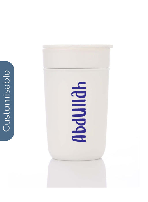 Personalised Premium Ceramic Tumbler With Recycled Protective Sleeve - White