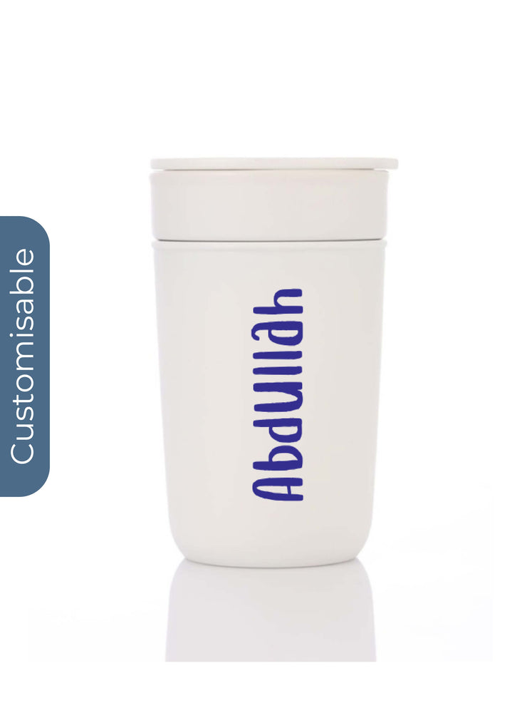Personalised Premium Ceramic Tumbler With Recycled Protective Sleeve - White